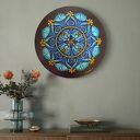 Mandala z turkusami i lapis lazuli 40 cm - akryl i kamienie naturalne