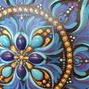 Mandala z turkusami i lapis lazuli 40 cm - akryl i kamienie naturalne