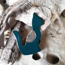 Kot ceramiczny magnes na lodówkę z mandalą - błyszczące szkliwo