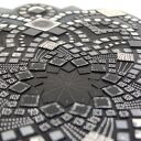 Mandala Zen czarna, biała, srebrna i perłowa - obraz ręcznie malowany 60 cm