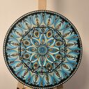 Mandala ręcznie malowana z intencją - obraz 40 cm w stylu boho