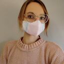 Maseczka ochronna trzywarstwowa różowo - turkusowa