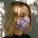 maseczka profilowana w kratkę fioletową