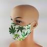 białe maseczki marihuana z listkami, maska ekologiczna
