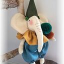 Kolorowy słonik maskotka handmade z lnu - 30 cm dla dzieci 3+