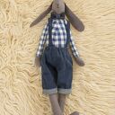 Królik Tilda Bruno - handmade maskotka dla dziecka z bawełny i jeansu