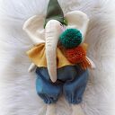 Kolorowy słonik maskotka handmade z lnu - 30 cm dla dzieci 3+