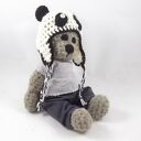 Panduś - szydełkowa maskotka panda 30 cm z ruchomymi rączkami i nóżkami