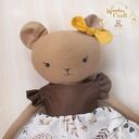 Miś Zoya przytulanka w brązowej sukieneczce z falbankami GOTOWY