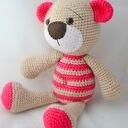 Różowy Miś Stefan - szydełkowa maskotka na urodziny, ok. 38 cm