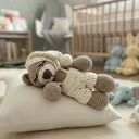 Miś szydełkowy do snu 18 cm - zdejmowane spodenki, przytulanka handmade