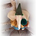 Kolorowy słonik maskotka handmade z lnu - 30 cm dla dzieci 3+