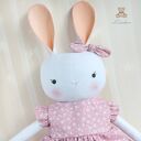 Króliczek Sara - przytulanka 39 cm w sukience w kwiaty z falbankami, róż retro