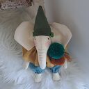 Kolorowy słonik maskotka handmade z lnu - 30 cm dla dzieci 3+