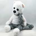 Personalizowany miś szydełkowy 38 cm - imię na koszulce, miękki handmade