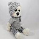 Adaś - miś szydełkowy handmade 36 cm z ruchomymi rączkami i nóżkami