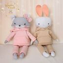 Króliczek Eddie, w beżowym dresiku przytulanka, prezent GOTOWY