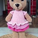 Szydełkowy miś w różowej sukience - Teddybear maskotka