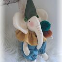 Kolorowy słonik maskotka handmade z lnu - 30 cm dla dzieci 3+