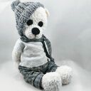 Personalizowany miś szydełkowy 38 cm - imię na koszulce, miękki handmade