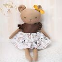 Miś Zoya przytulanka w brązowej sukieneczce z falbankami GOTOWY