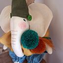 Kolorowy słonik maskotka handmade z lnu - 30 cm dla dzieci 3+