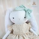 Króliczek Nela - przytulanka handmade 39 cm w beżowej sukieneczce w kwiatuszki