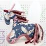 Nuva Art maskotki koń sowa w kwiatach granat - przytulanka dla niemowląt konik