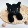 kot przytulanka lezacy maskotka czarny pluszowy kotek