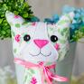 różowe maskotki kotek torebkowy haneczka 25 cm ogród
