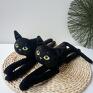 Czarne pluszowe kotki koty jasnozielone oczy kotek prezent maskotki