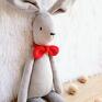 szary króliczek zając w stylu - prezent zajaczek pluszowy maskotki królik styl tilda maileg