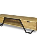 NANO szafka RTV z litego drewna dębowego na stalowej ramie (handmade)