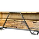 NANO Komoda RTV otwarta z litego drewna na stalowej ramie