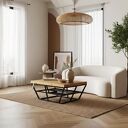 Stolik SanKi Drewniany Na Stalowej ramie lite drewno loft kawowy do salonu