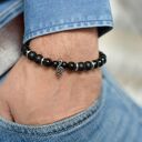 bransoletka męska MUSIC turmalin, onyks, stal