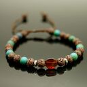 Męska bransoleta chryzokola, lawa, bursztyn sznurek (05)