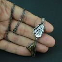 Runa Kenaz / Kaunaz / Cen z bronzytem - oksydowany srebrny naszyjnik