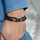 zestaw bransoletek męskich CASADO onyks, skóra