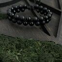 Męska podwójna bransoletka z kamieniami onyksu