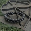 Podwójna bransoletka z kamieniami wulkanicznymi