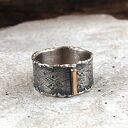 srebro i złoto szeroka obrączka uniseks