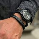 Klasyczna pleciona skórzana męska bransoletka od ArgentoMen