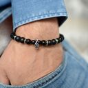 bransoletka męska MUSIC turmalin, onyks, stal