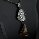 Runa Kenaz / Kaunaz / Cen z bronzytem - oksydowany srebrny naszyjnik