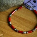 Koral naturalny Jaspis Leopardzi Bransoletka męska Srebro