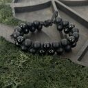 Męska podwójna bransoletka z kamieniami onyksu