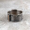 srebro i złoto szeroka obrączka uniseks