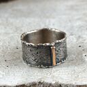 srebro i złoto szeroka obrączka uniseks