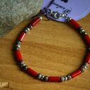 Koral naturalny Jaspis Leopardzi Bransoletka męska Srebro